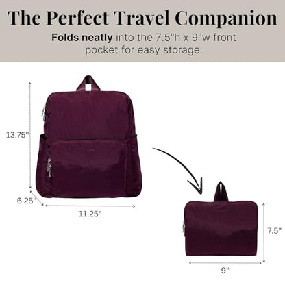 Baggallini Women's Carryall Packable Backpack, Mulberry - color: Mulberry