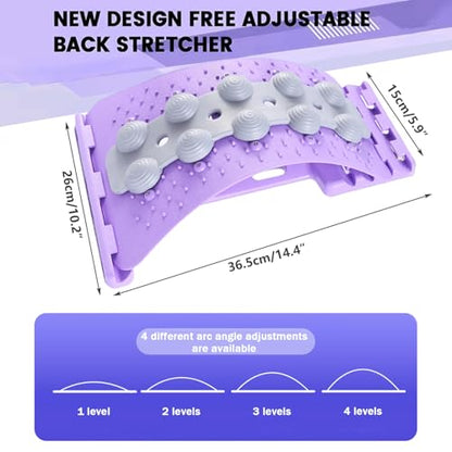 Back Cracker 4-Level Adjustable Back Stretch with Acupressure Massage Correction Spine Decompression Lumbar Support for Scoliosis Pain Relief Stretcher, Cracking Device, Lumbar Support