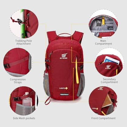 SKYSPER Small Hiking Backpack, 20L Lightweight Travel Backpacks Hiking Daypack for Women Men - color: Lantc20-red, size: 20l