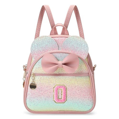 Birthday Gift for 2 3 4 5 6 7 8 9 10 Year old Girls Personalized Initial Mini Backpack Purse for Toddler Kids-Shine-O - color: Shine, style: O