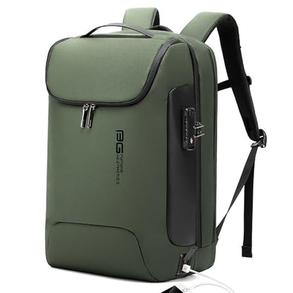 BANGE Travel Laptop Backpack, Anti-Theft Bag with USB Charging Port and TSA Lock, Waterproof Business Computer Backpack Fits 17.3 Inch Notebook - color: Green, size: lock and usb