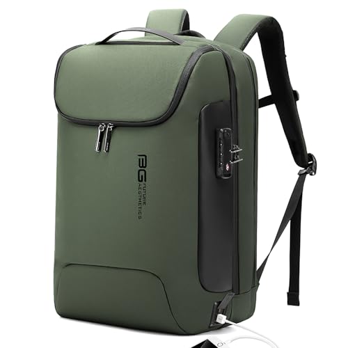 BANGE Travel Laptop Backpack, Anti-Theft Bag with USB Charging Port and TSA Lock, Waterproof Business Computer Backpack Fits 17.3 Inch Notebook - color: Green, size: lock and usb