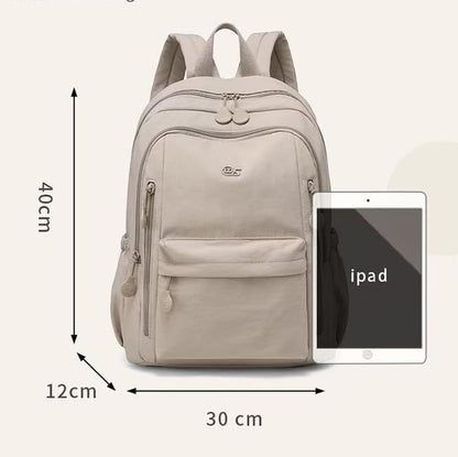 Casual Backpack, Multi-Pocket Design with Front Zipper Compartment (Light khaki) - color: Light Khaki