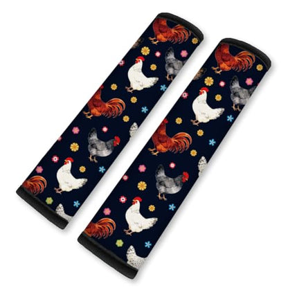 2Pcs Soft Auto Seat Belt Cover Pads, Chicken Flower Car Seatbelt Shoulder Cushion for Comfortable Driving, Compatible with All Cars' Seatbelt and Backpack Straps 11x2.4inch - color: Chicken