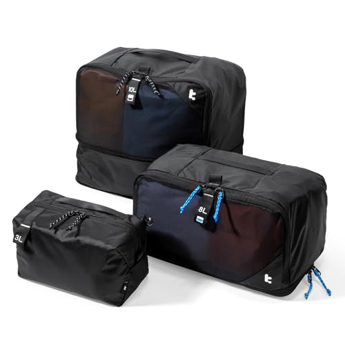 tomtoc 3 Set Packing Cubes for Travel Essentials, Odor-Resistant Compression Expandable Packing Cubes, Lightweight Travel Bag Pouch, Luggage Organizers Accessories for Backpack & Suitcase - size: Packing Cubes 3 Pack