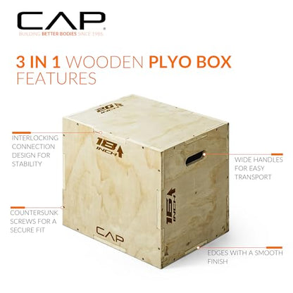 CAP Barbell 3-in-1 Plyometric Box | Multiple Styles and Sizes - size: 20in x 18in x 16in, style: WOOD