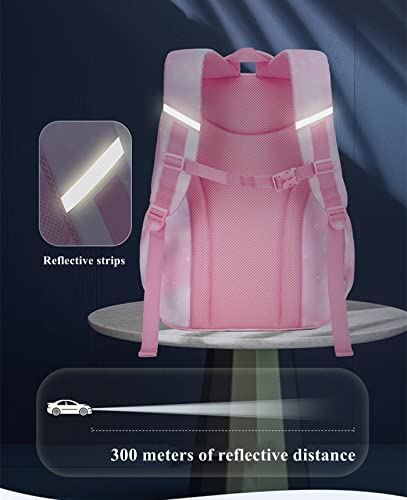 Kids Backpack for Girls,Girls Backpack Cute School Backpack Waterproof Large Capacity for Middle Elementary School Bag(Pink)