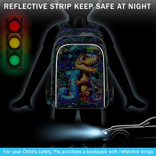3Pcs Dinosaur Backpack, 16" Boys Bookbag with Lunch Box, Kids School Backpacks Set for Elementary Preschool Kindergarten (Balck) - color: Dinosaur Black 01