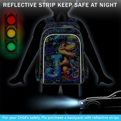 3Pcs Dinosaur Backpack, 16" Boys Bookbag with Lunch Box, Kids School Backpacks Set for Elementary Preschool Kindergarten (Balck) - color: Dinosaur Black 01