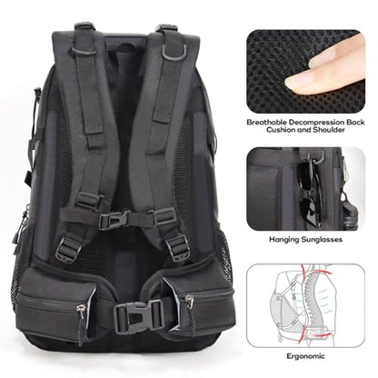 Hiking Backpack Camping 40L Outdoor Daypack Lightweight Travel Backpack with Rain Cover for Women Men (Black) - color: Black
