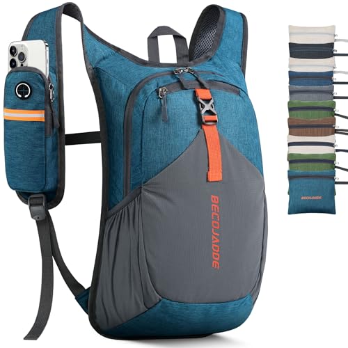 BECOJADDE 15L Small Hiking Backpack for Men Women Foldable Packable Back Pack Ultralight Hiking Daypack for Travel Camping Outdoor, Turquoise - color: Turquoise, size: 15L