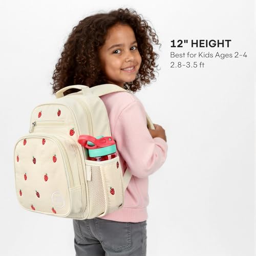 mibasies Toddler Backpacks for Girls 2-4: Quilted Backpack for Preschool Prek Daycare - Cute 12 Inches Bookbag for Little Kids Strawberry Beige - color: Strawberry Beige, style: Toddler-12"h(not Fit Folder)