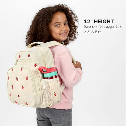 mibasies Toddler Backpacks for Girls 2-4: Quilted Backpack for Preschool Prek Daycare - Cute 12 Inches Bookbag for Little Kids Strawberry Beige - color: Strawberry Beige, style: Toddler-12"h(not Fit Folder)