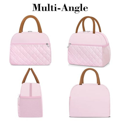 Coobiiya Lunch Box Lunch Bag for Women Men - color: Embroidered Pink