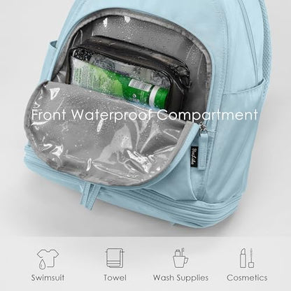 Uselike Gym Backpack for Women Men, Lightweight Gym Bag with Shoe Compartment, Waterproof Workout Backpack with Wet Pocket - color: Ice Blue