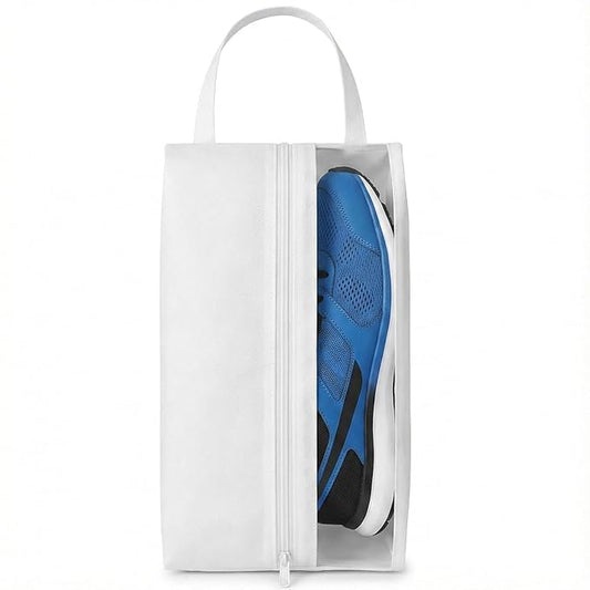Shoe Bag for Travel Water Resistant Shoe Organizer with Transparent PVC Window, Carry Handle, Heavy-Duty Zipper, Fits Men's Size 11, for Golf, Gym, Sports & Soccer Cleats- White - color: White, style: Pack 1