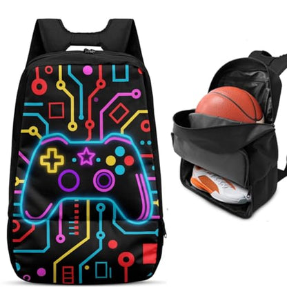 Basketball Backpack With Separate Ball Compartment And Shoes Fit Basketball Volleyball Football - color: Gamepad