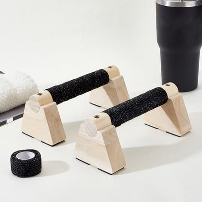 AHANDMAKER Wooden Parallettes Bars for Handstand Training in Natural Bisque Calisthenics Equipment Push Up Bars Dip Stands for Home Gym Strength Training Men Fitness Essentials - size: 20x8.7x7.95cm