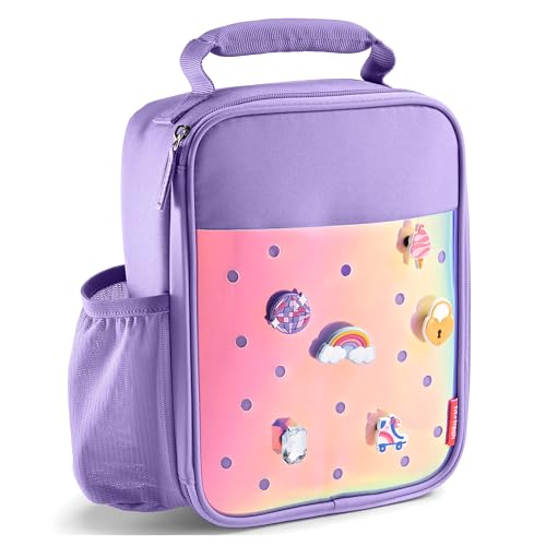Fit & Fresh Lunch Box For Kids, Boys & Girls, School, Camp, Insulated Bag With Shoe Charm Slots For Personalization, Holographic Purple - color: Holographic Purple