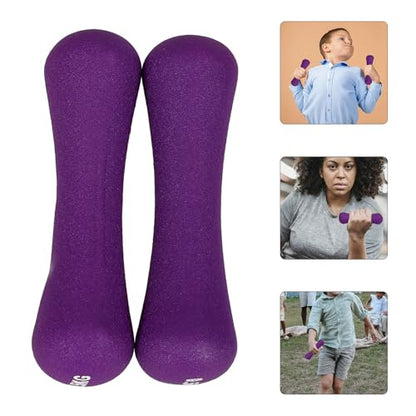 Cabilock 2Pcs Bone Shaped Women Dumbbells 0.5Kg Purple Neoprene Coated Hand Weights Portable Fitness Tool for Female Arm Toning Home Workout