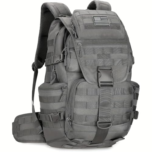 50L Military Tactical Backpack 3 Day Assault Pack Molle Daypack Hiking Backpack for Men and Women - color: Gray