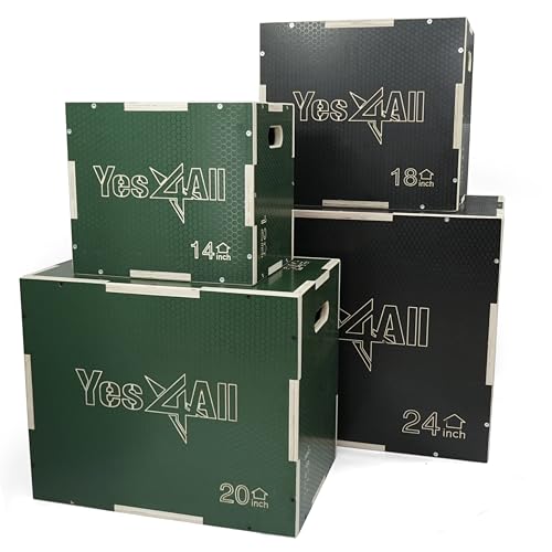 Yes4All 3 in 1 Non-Slip Wooden Plyo Box, Step Up Box for Workout, Plyometric Jump Box for Skipping, Jumping, Lunges, Squats, Dips - style: 30 x 24 x 20"