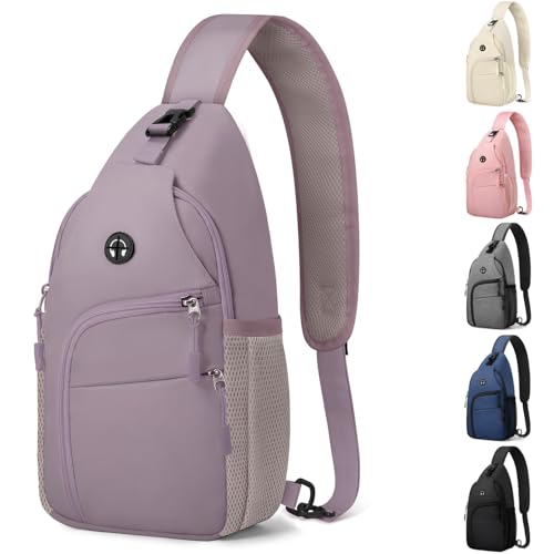 Pritent Crossbody Bags for Women Man, Waterproof Sling Bag Backpack Trendy Casual Cross Body Bags with Convertible Shoulder Strap Chest Bag for Camping Hiking Travel Essentials (Purple, Large) - color: Purple, size: Large
