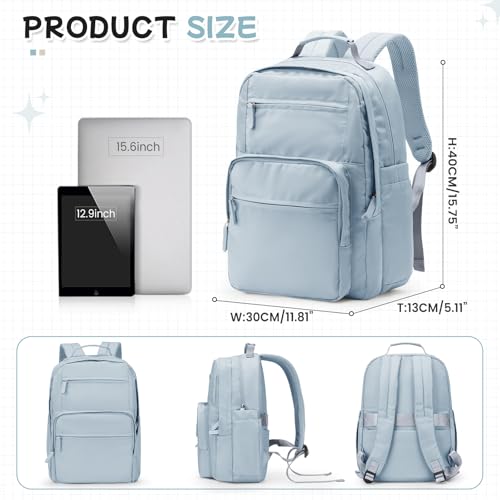 Casual Laptop Backpack for Women Work Travel Daypack Bags, Lightweight Waterproof Backpacks with 2 Large Main Compartments, Anti Theft Slim Sturdy Back Pack, 15” Laptop Sleeve, Blue - color: A1-blue