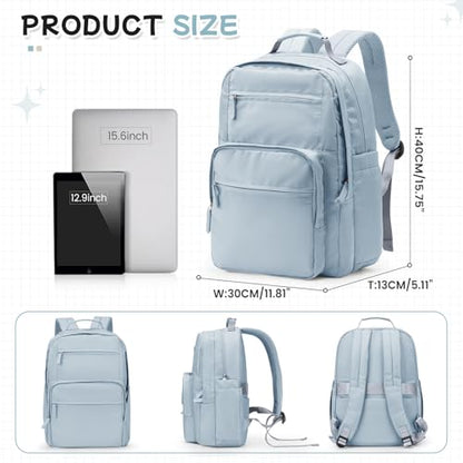 Casual Laptop Backpack for Women Work Travel Daypack Bags, Lightweight Waterproof Backpacks with 2 Large Main Compartments, Anti Theft Slim Sturdy Back Pack, 15” Laptop Sleeve, Blue - color: A1-blue