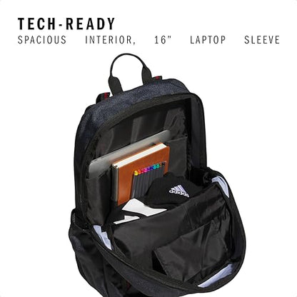 adidas Excel 7 School Backpack for Laptop, Gym and Travel, 34L, Twill Black/Better Scarlet/7, OSFA - color: Twill Black/Better Scarlet/7, size: One Size
