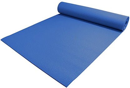 YogaAccessories 1/4" Thick High Density Deluxe Non Slip Exercise Pilates & Yoga Mat - color: Dark Blue