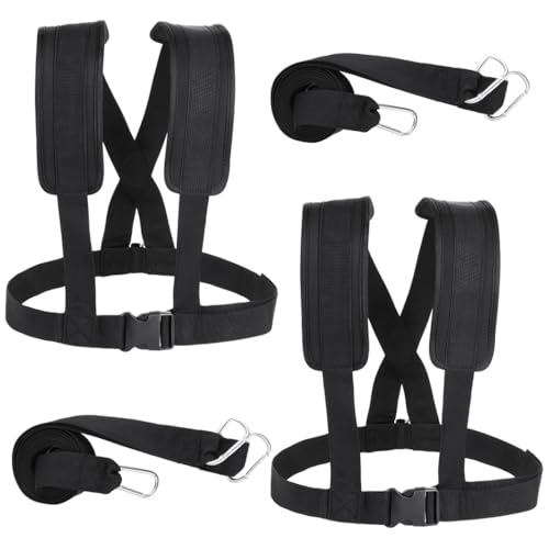 2-Pack Exercise Sled Harness, Resistance Training Rope Kit for Football & Running, Adjustable Padded Shoulder Strap, Tire Pulling Fitness Equipment