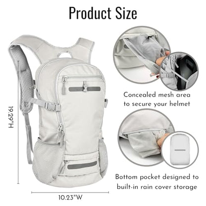 Zavothy 20L Multipurpose Hiking Backpack with 3L Water Bladder – Durable Hydration Backpack with Insulated Bladder Compartment, Hidden Helmet Holder & Rain Cover – for Hiking, Commuting, and Camping - color: Grey