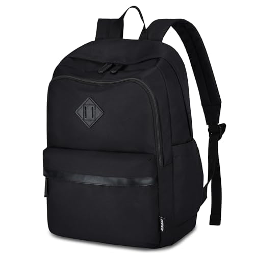 RAVUO Backpack for Men, Water Resistant Black School Backpacks Large Bookbag 15.6inch Laptop Back Pack College Daypack Schoolbag for Teen Boys Girls - color: Black