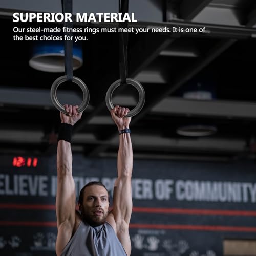 Adjustable Fitness Rings with Nylon Straps, Portable Gymnastics Rings Set for Home and Campus Workout, Sturdy Bodyweight Training Equipment for Strength and Calisthenics Random
