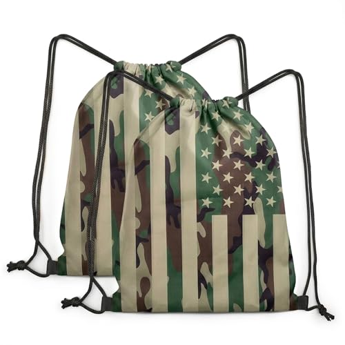 American Flag Drawstring Backpack, Lightweight Cinch String Sports Sackpack for Men & Women,pack of 2 - color: Americanflag-camo