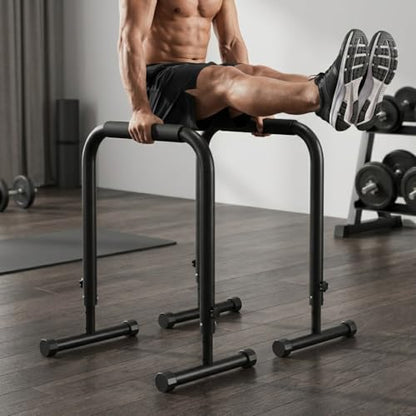 Adjustable Dip Bars, 440LBS Heavy Duty Dip Station for Home Gym, Stable Calisthenics Bars with Anti-Slip Grips for Upper Body Workout, Push Up Bars Portable Dip Stand (32"-36" Height)