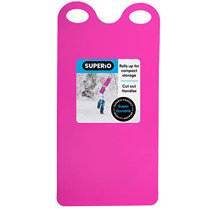 Superio Snow Slider Mat, Flexible Snow Sled Flying Carpet, Roll up Sleds for Kids 36" / Adults 54" Lightweight Plastic Snowboard Sled, 1 Pack - color: Pink, size: 36"