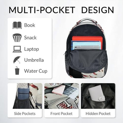 Mercuryelf Custom Baseball Backpack Set for Kids - Personalized Monogram Boys School Bookbag with Lunch Box for Youth Player Team - color: White