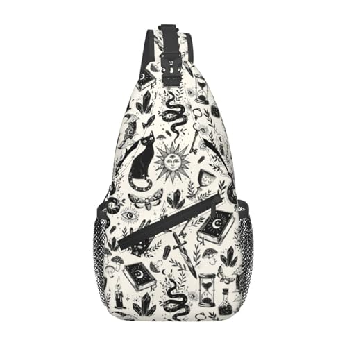 Sling Backpack Unisex Crossbody Chest Bag Shoulder Chest Bag For Women Men Hiking Travel - color: Bohemia Witchy