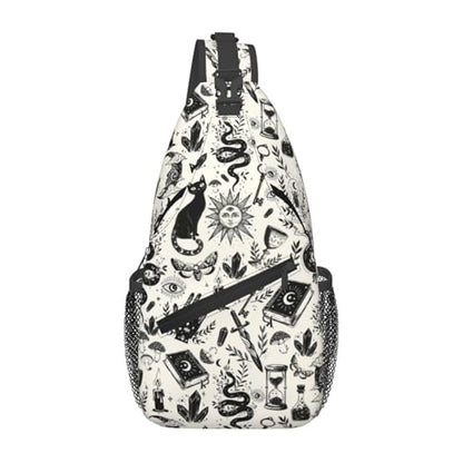 Sling Backpack Unisex Crossbody Chest Bag Shoulder Chest Bag For Women Men Hiking Travel - color: Bohemia Witchy