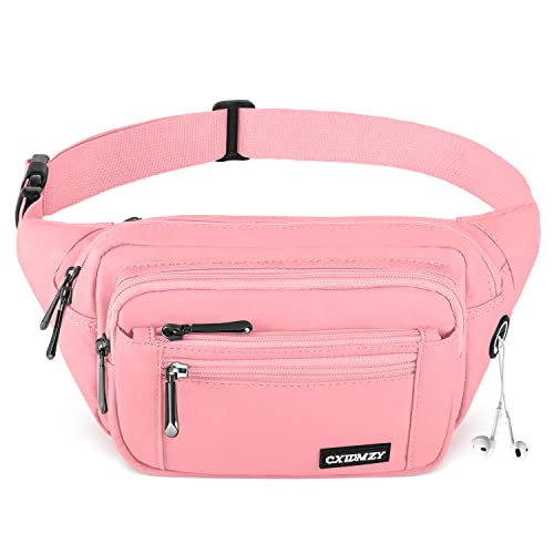 CXWMZY Fanny Packs For Women & Men Waist Pack Hip Bum Bag with Multi-Pockets Large Capacity Waterproof Casual Bum Bag for Disney Traveling Casual Cycling Running Hiking (Pink) - color: Pink