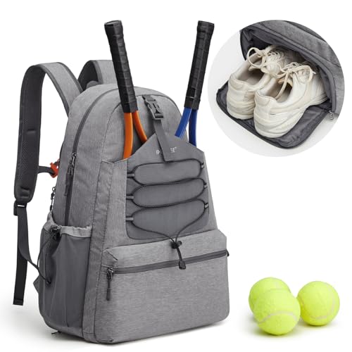 G4Free Tennis Bag, Tennis Backpack for Women Men, Large Pickleball Bag, Holds 4 Rackets with Shoe Compartment - color: Grey