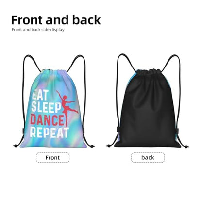 Gianlaima Eat Sleep Dance Repeat Ballet Drawstring Backpack Sport Gym Sack Yoga Dance Travel Bag For Men Women - color: Black13