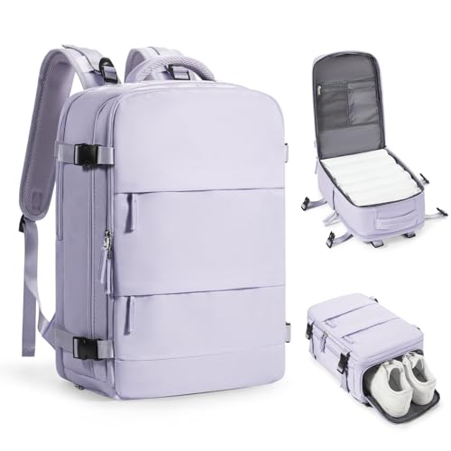 coofay Travel Backpack Carry on Flight Approved Mochila De Viaje Personal Item Travel Bag Large Backpack for Travel Backpacks for Men Women Carry on Backpack for Airplanes 18x14x8 Inches Travel Bag - color: A-purple, size: Small