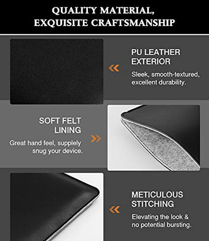 MoKo Laptop Sleeve Compatible with MacBook Air 13.3 M5/4/3/2/1, 13-in Mac Pro M2/M1 & MacBook Neo A18, PU Leather Notebook Computer Protective Carrying Bag Slim Stylish Case Pouch, Black - color: Black, size: 13.3 inch