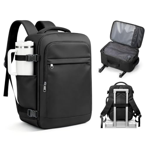 VGCUB Vacuum Backpack Travel with Pump, 40L Carry On Travel Backpack Flight Approved TSA, Vacuum Seal Compression Bags for Clothing, Waterproof Personal Item Bag for Women Men Black - color: A-black With Vacuum Bag