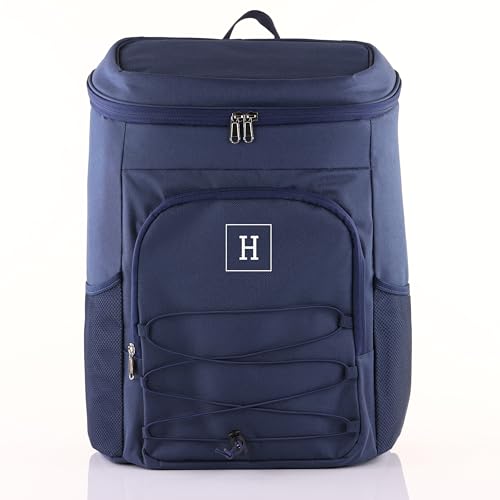 Personalized Cooler Backpack for Men, Custom Embroidered Backpack Cooler Bag, 30 Can Insulated Soft Cooler with Bottle Opener, Gift for Groomsmen Dad Husband, Black Blue Green - color: Blue