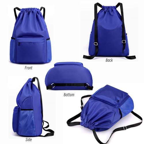 Drawstring Backpack Bag, Waterproof Draw String Back Sack with Zipper Pocket, Gym Drawstring Backpack Swimming Bag for Men Women, Pack of 1, Black - color: Coal Black, style: Backpack C