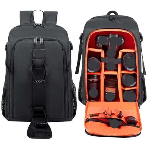 Big Capacity Photography Camera Waterproof Shoulders Backpack Video Tripod DSLR Bag Rain Cover(Orange) - color: Orange